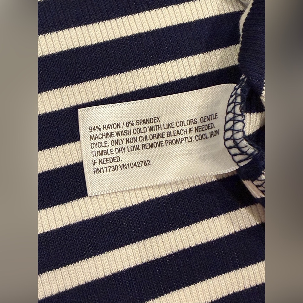 NEW Ava & Viv Striped V-Neck Polo Shirt Ribbed Top Plus Size XXL Navy Stripe - Picture 5 of 5